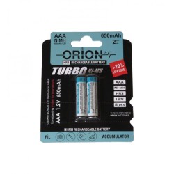 باتری نیم قلمی شارژی اوریون (ORION) مدل 1.2V ظرفیت  650mAh دوتایی AAA