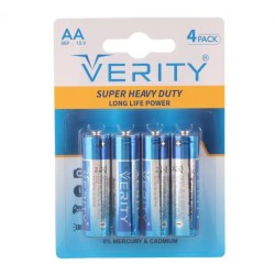 باتری چهارتایی قلمی وریتی Verity Super Heavy Duty Zinc-Carbon R6P 1.5V AA